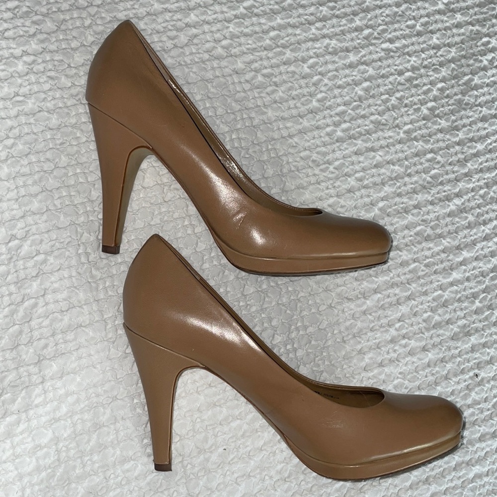 Tan close toe heels